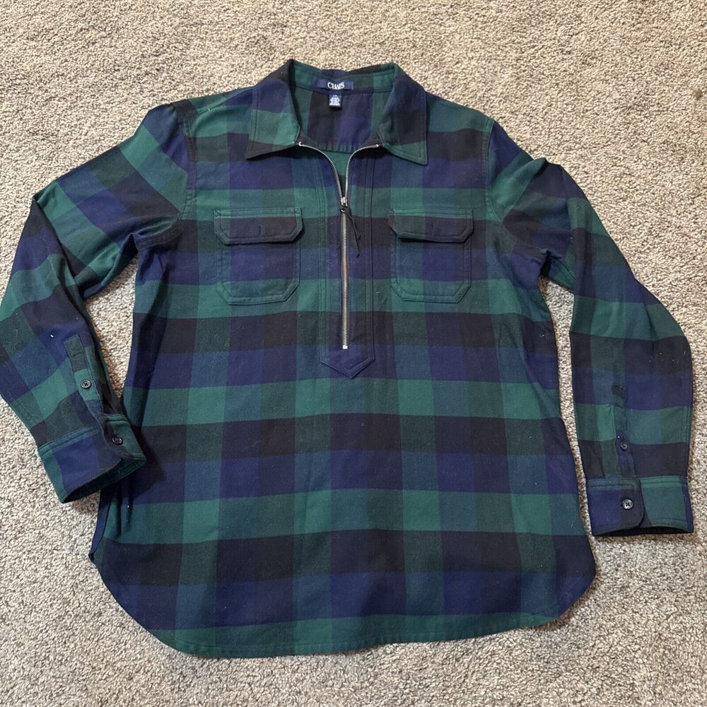 Chaps Ralph Lauren Cabin Women Flannel Half Zip Long Sleeve Large Casual Outdoor